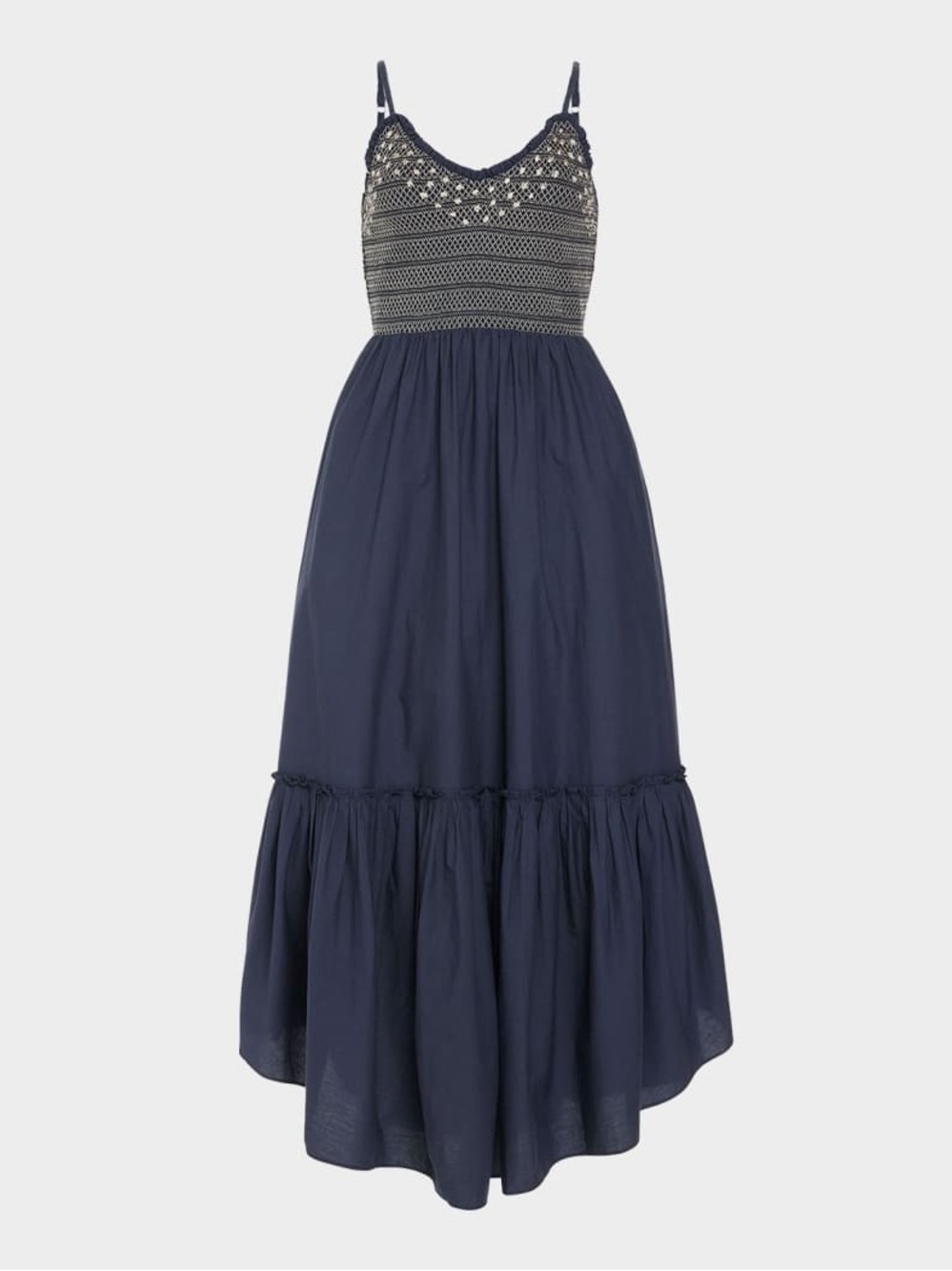 Ramy Brook Navy Lucia Smocked Bodice Maxi Dress-M - Picture 3 of 9
